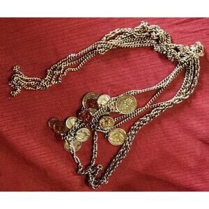 Vintage 1960s Charm Faux COIN Necklace, Inc India, New Zealand
